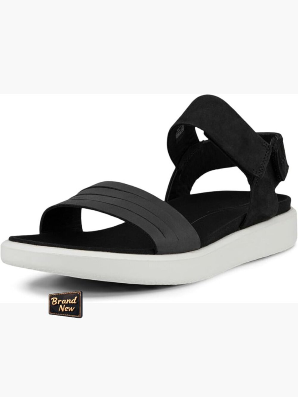 Ecco Wedge Sandals Leather Open Toe Hook Loop Casual